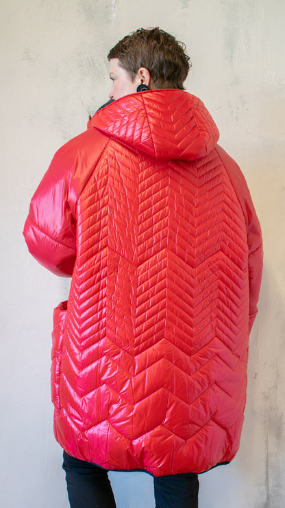 Red Hooded Puffer Coat