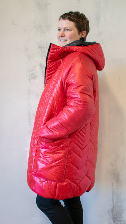Red Hooded Puffer Coat