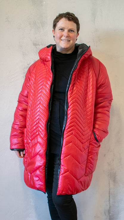 Red Hooded Puffer Coat