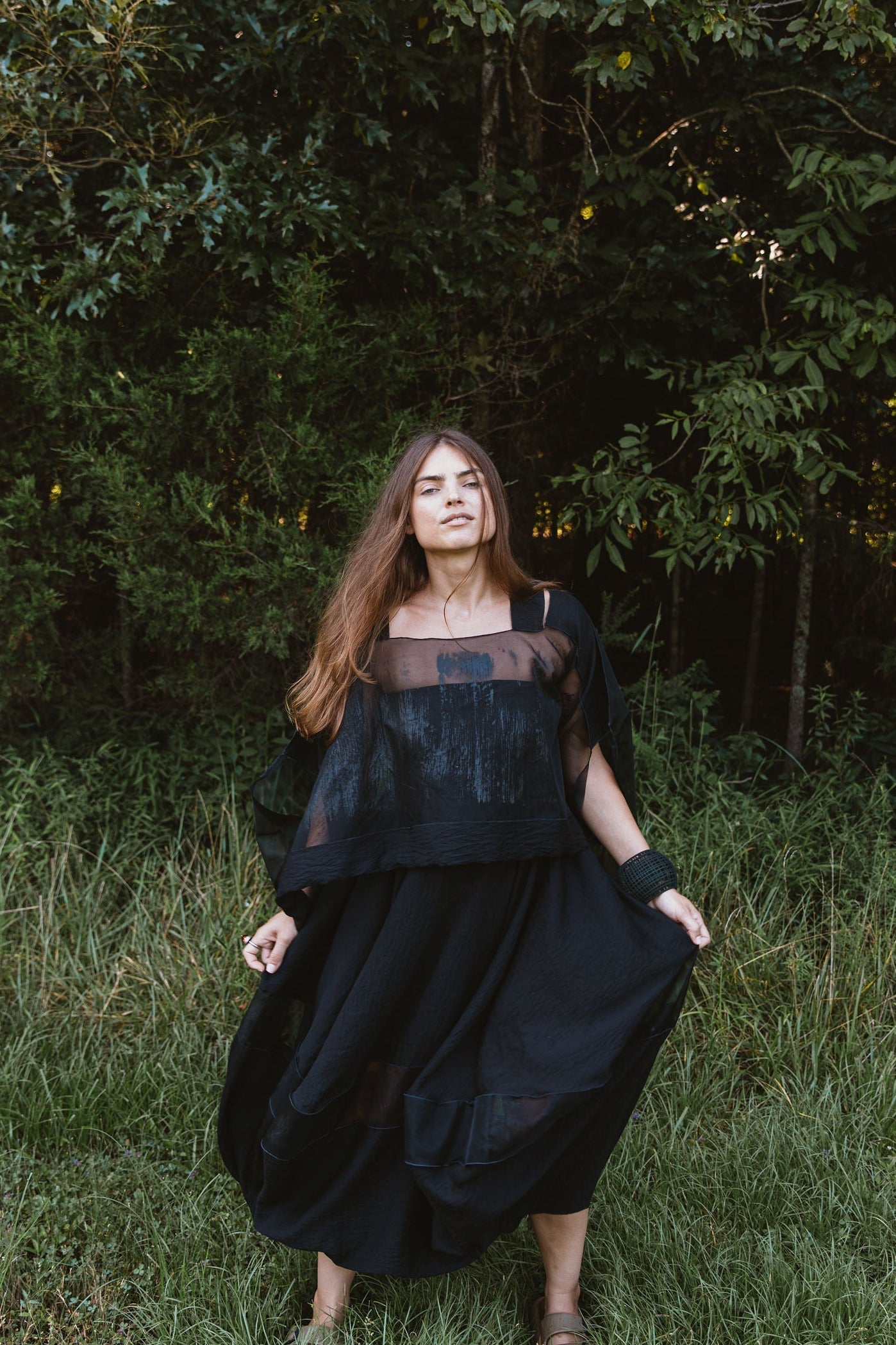 Hand-Painted Silk Organza Midnight Topper
