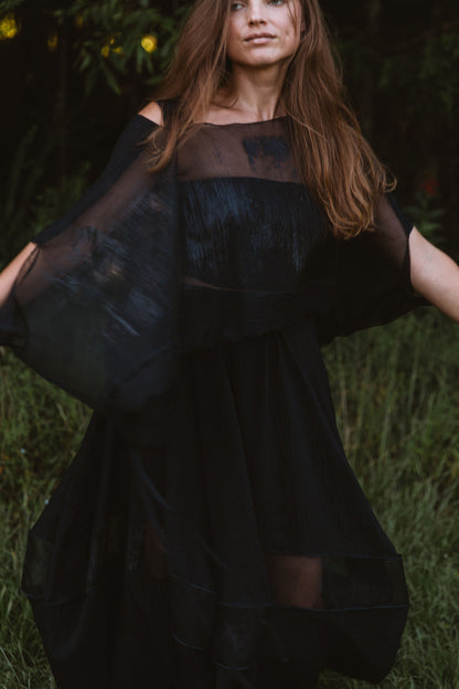 Hand-Painted Silk & Modal Bellows Skirt