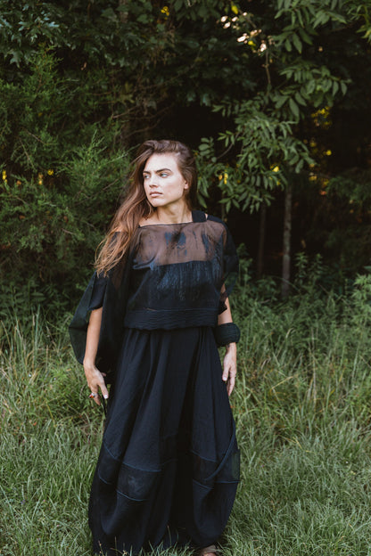 Hand-Painted Silk Organza Midnight Topper