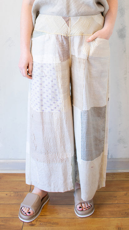 Mid Rise Wide Leg Pant in Cream