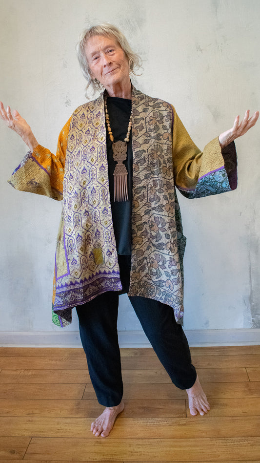 SV2003-0399A VINATGE SILK KANTHA A-LINE JACKET