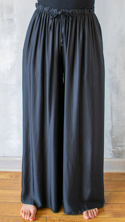 Wide Leg Sateen Pant (Multiple Colors)