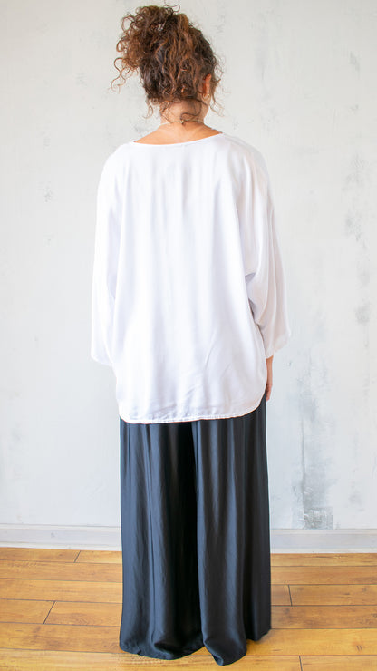 Sateen Button Front Top