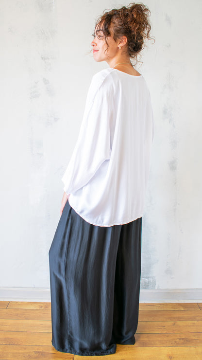 Sateen Button Front Top