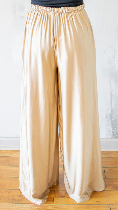 Wide Leg Sateen Pant (Multiple Colors)