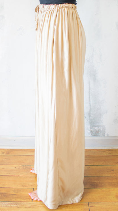 Wide Leg Sateen Pant (Multiple Colors)
