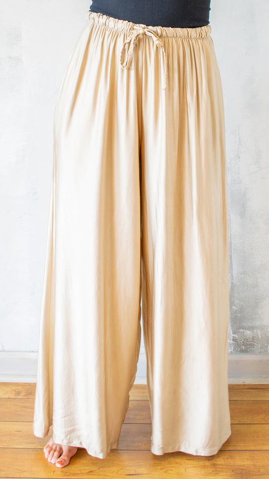 Wide Leg Sateen Pant (Multiple Colors)