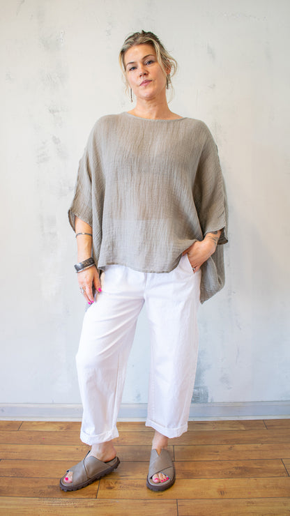 Linen Gauze Wide-Drape Tunic