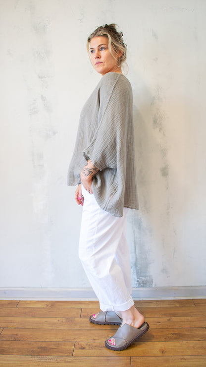 Linen Gauze Wide-Drape Tunic