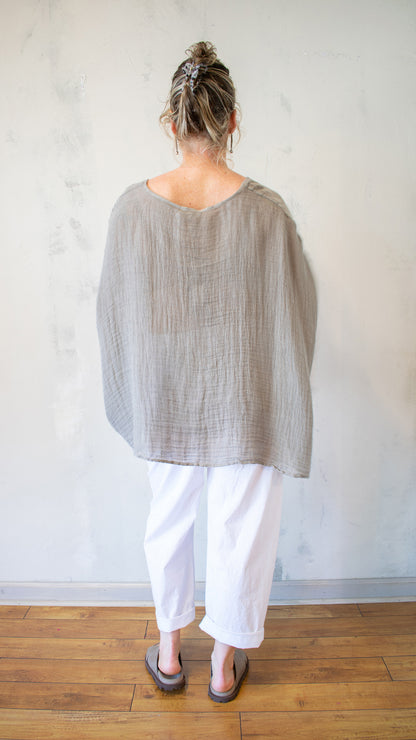 Linen Gauze Wide-Drape Tunic