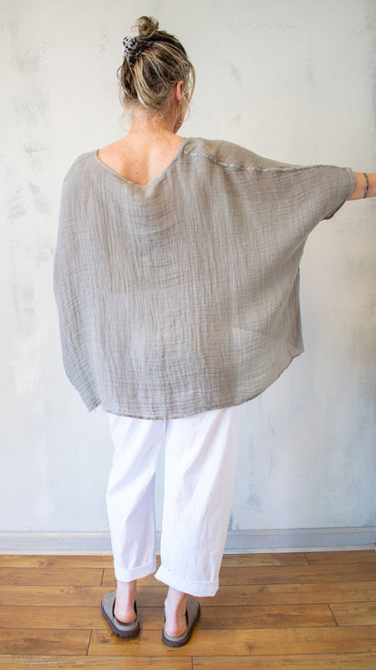 Linen Gauze Wide-Drape Tunic