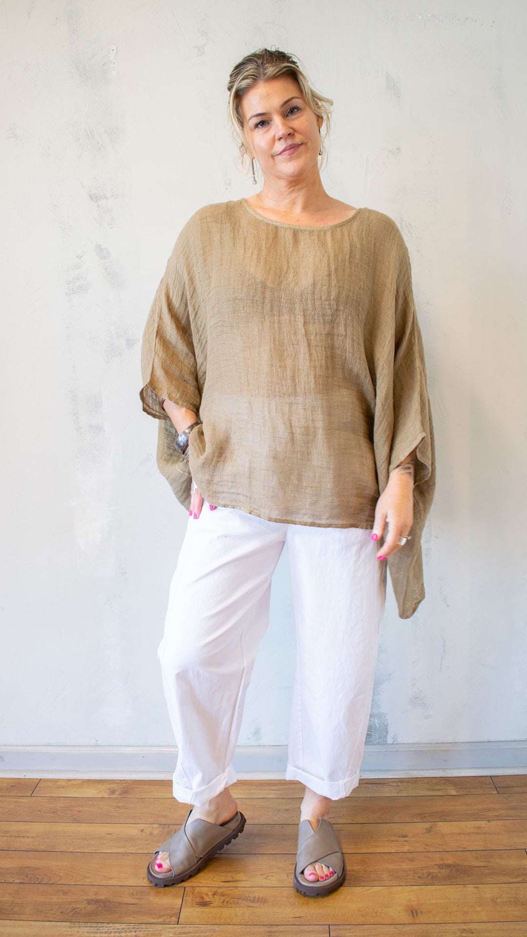 Linen Gauze Wide-Drape Tunic
