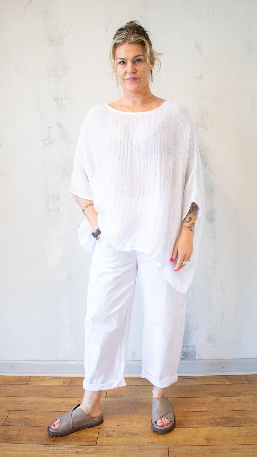 Linen Gauze Wide-Drape Tunic