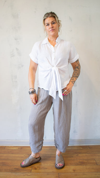 Tie-Front Button-Up