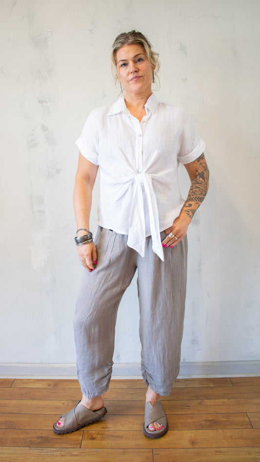 Tie-Front Button-Up