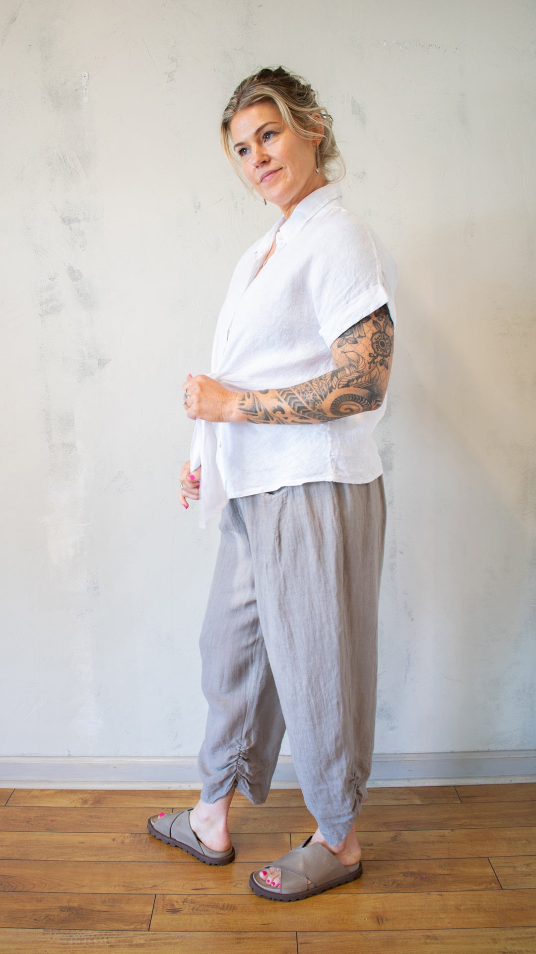 Tie-Front Button-Up