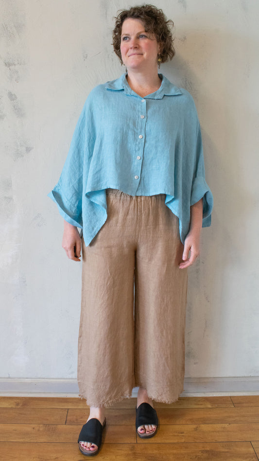 Button Down Linen Box Top (Multiple Colors)