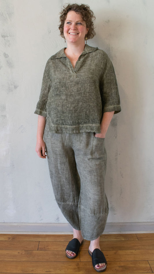 V-Neck Collared Hi-Lo