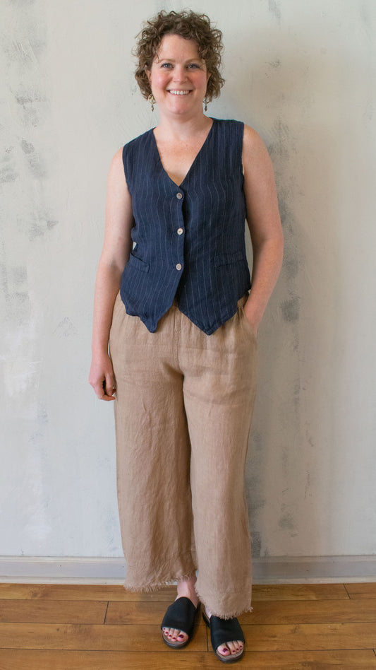 Navy Linen Vest