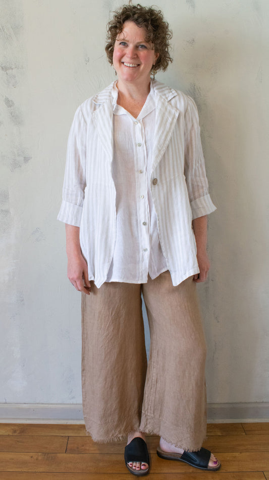 Neutral Stripe Linen Blazer