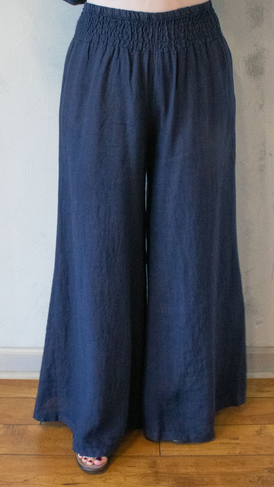 Navy Linen Skirt-Pant