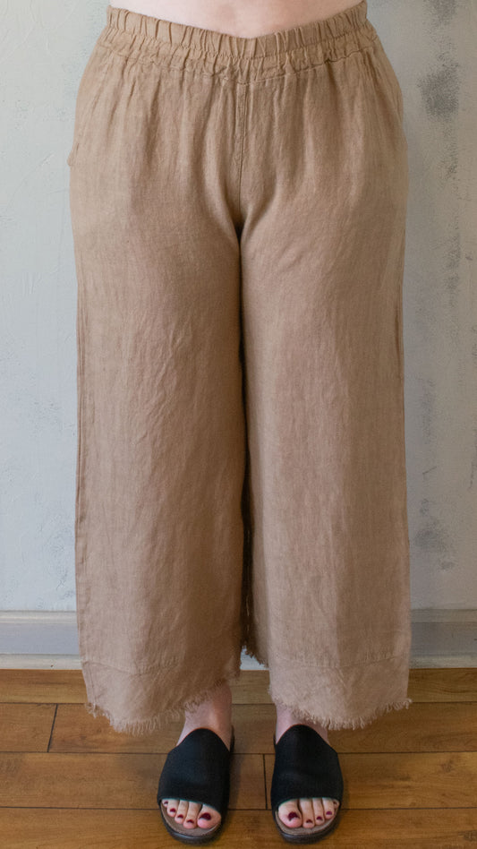 Raw Hem Wide Leg Linen Pant