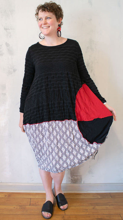 Patchwork Pucker Dress