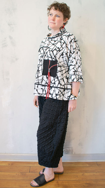 Red Zipper Pocket Pullover