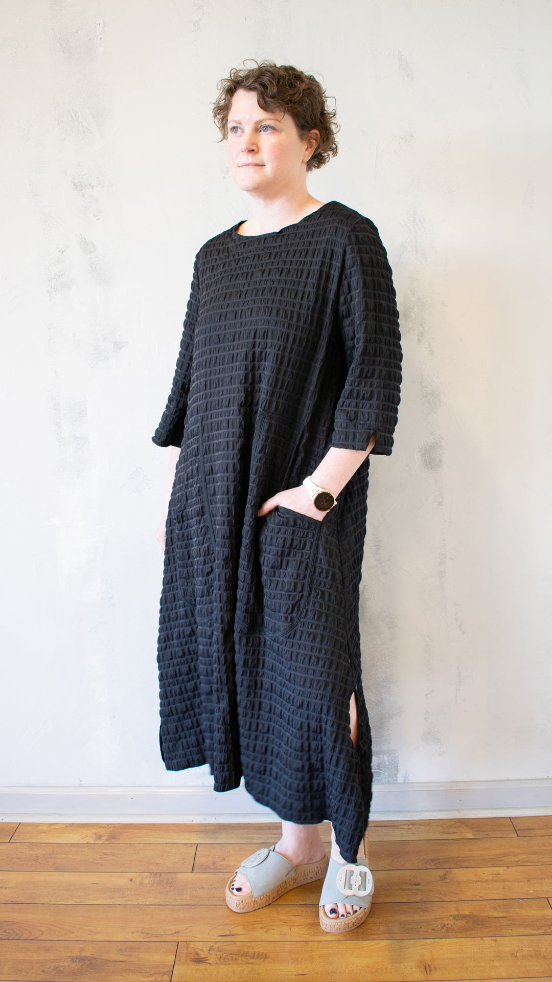 Pucker Dress in Black