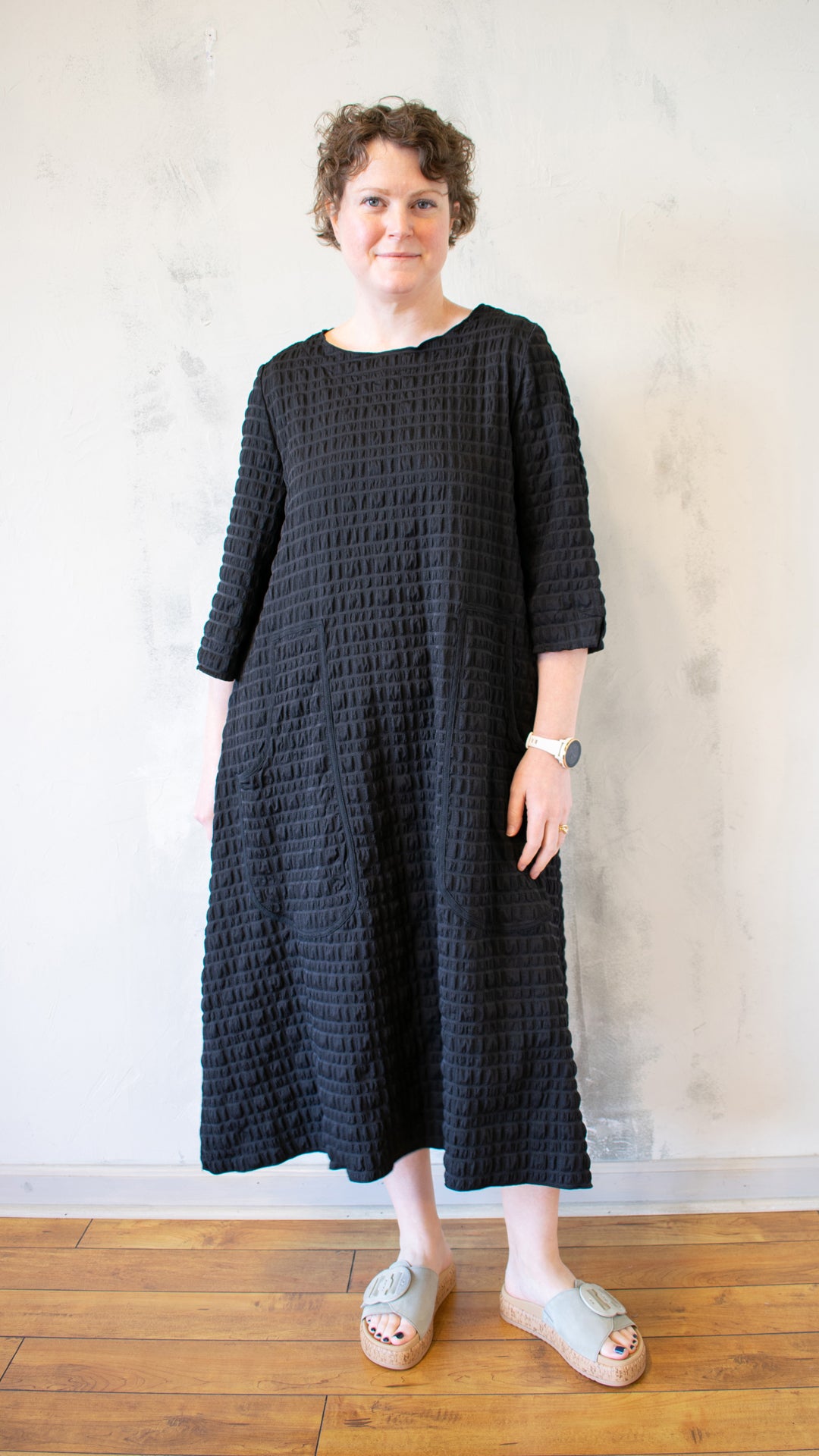 Pucker Dress in Black