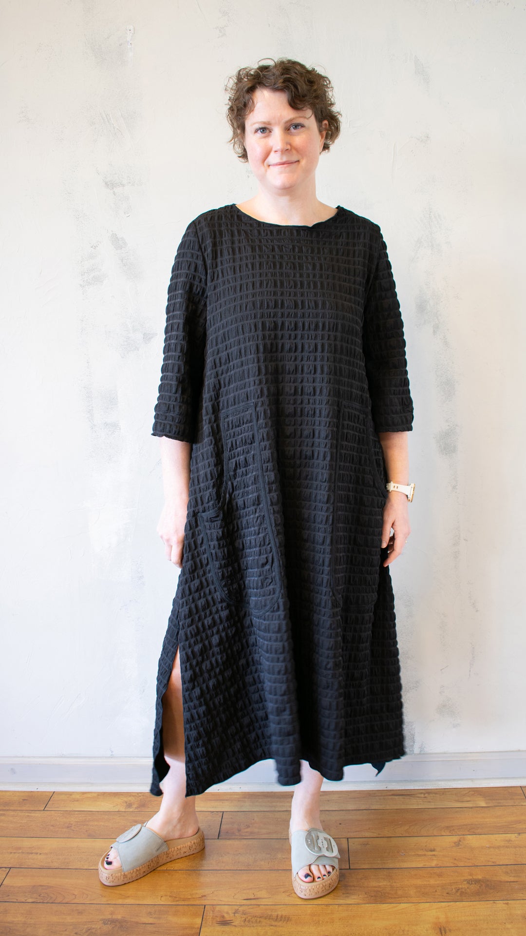 Pucker Dress in Black