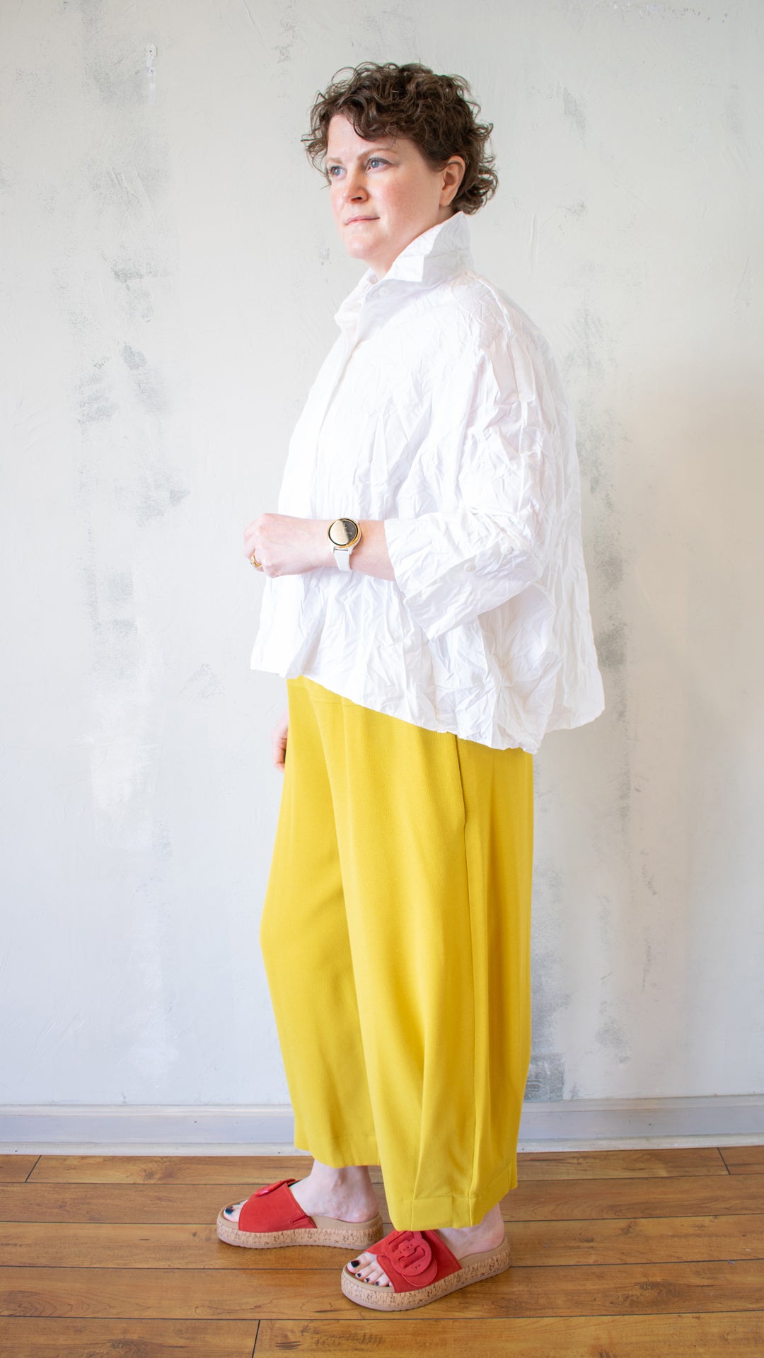 Boxy Crinkle Button Up