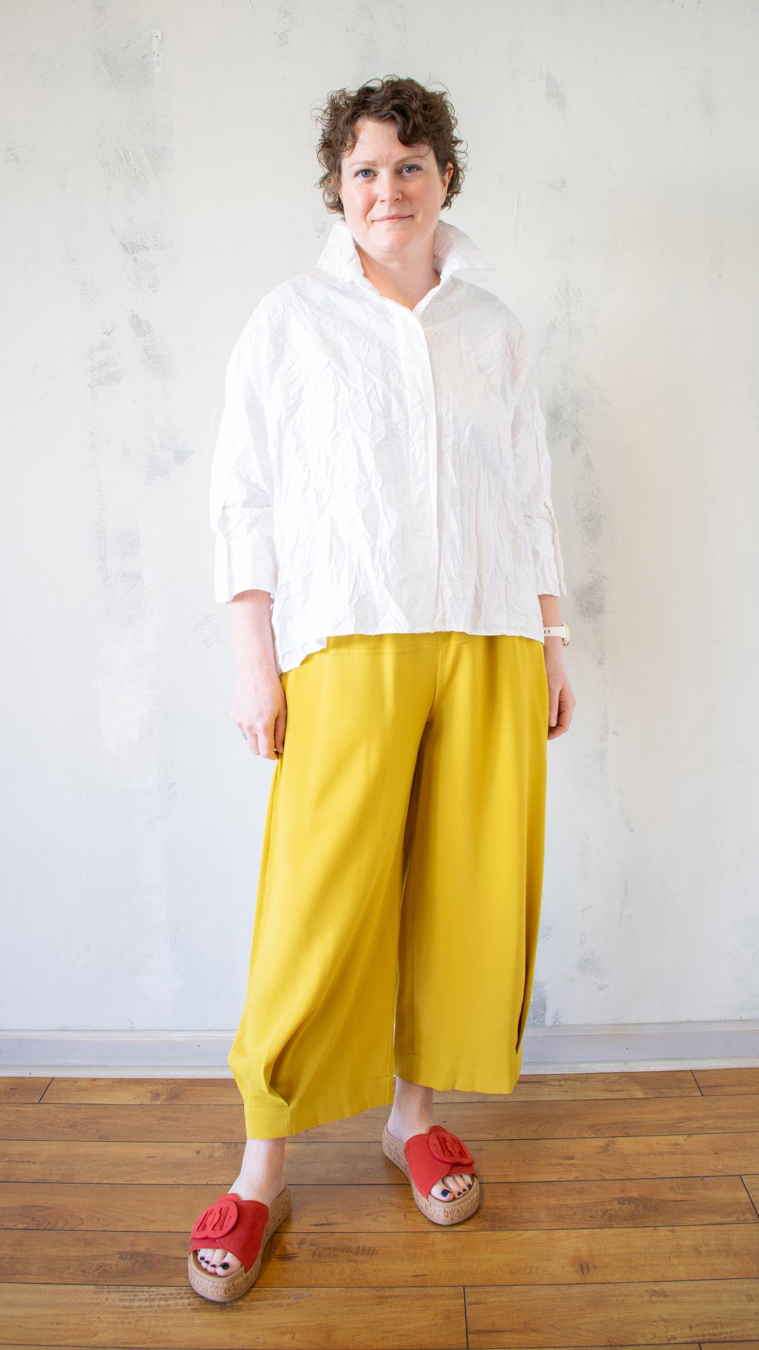 Boxy Crinkle Button Up