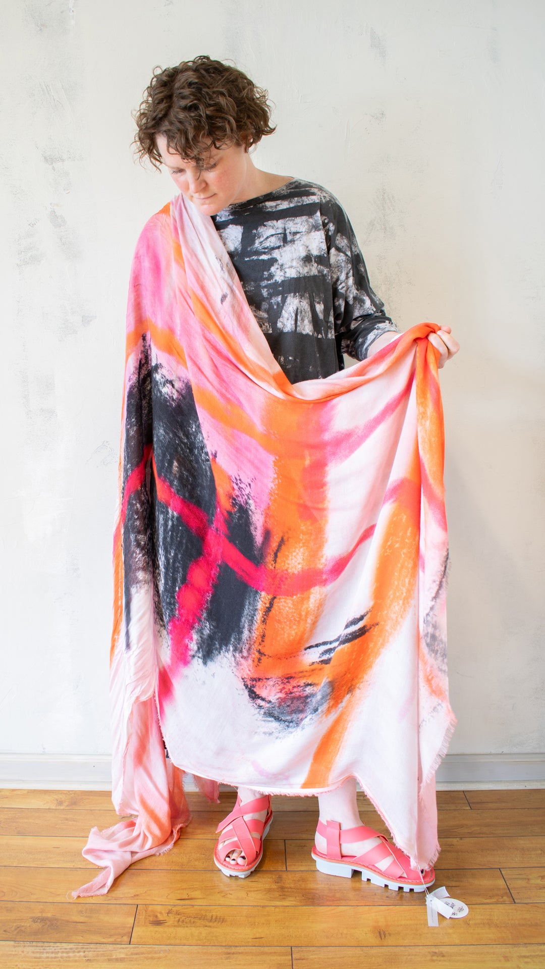 Large Pink and Black Scarf
