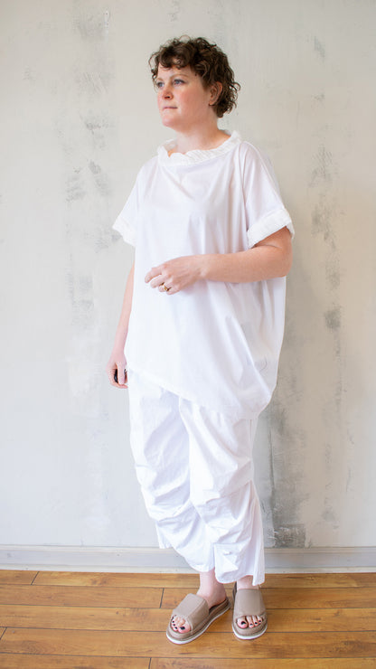 Textured Sleeve Tee in White