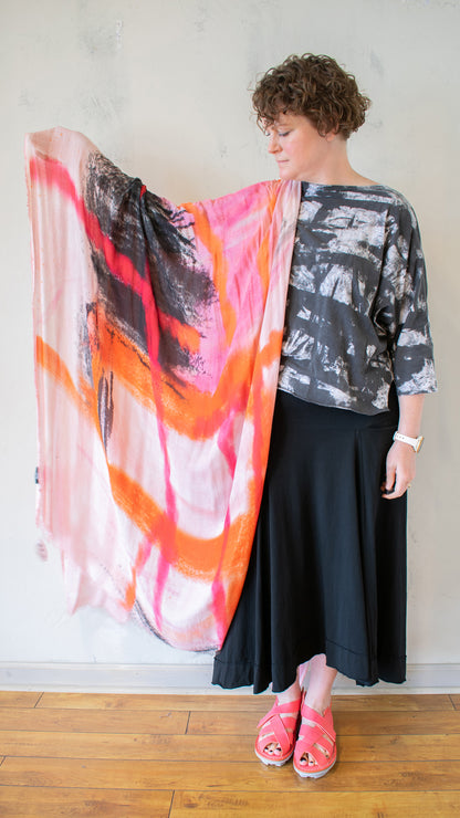 Large Pink and Black Scarf