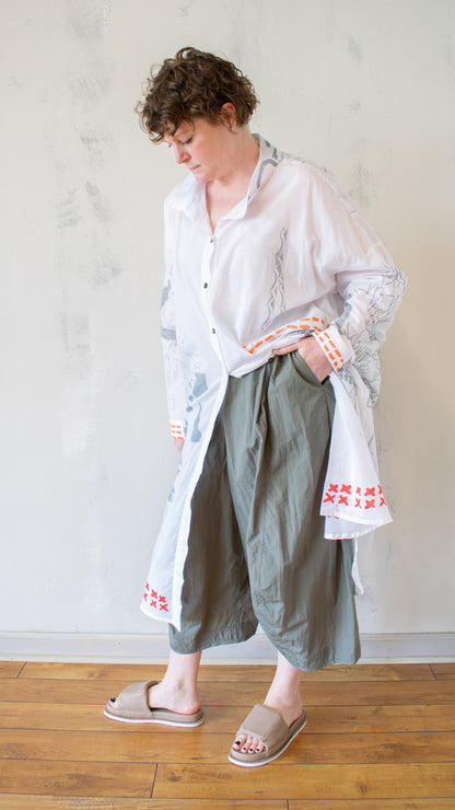 Printed Duster in White