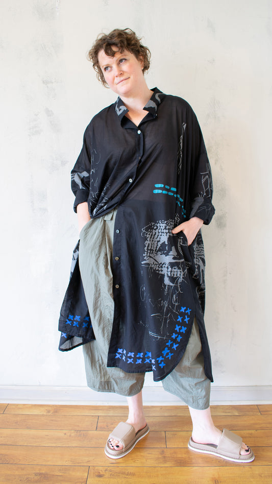 Printed Duster in Black