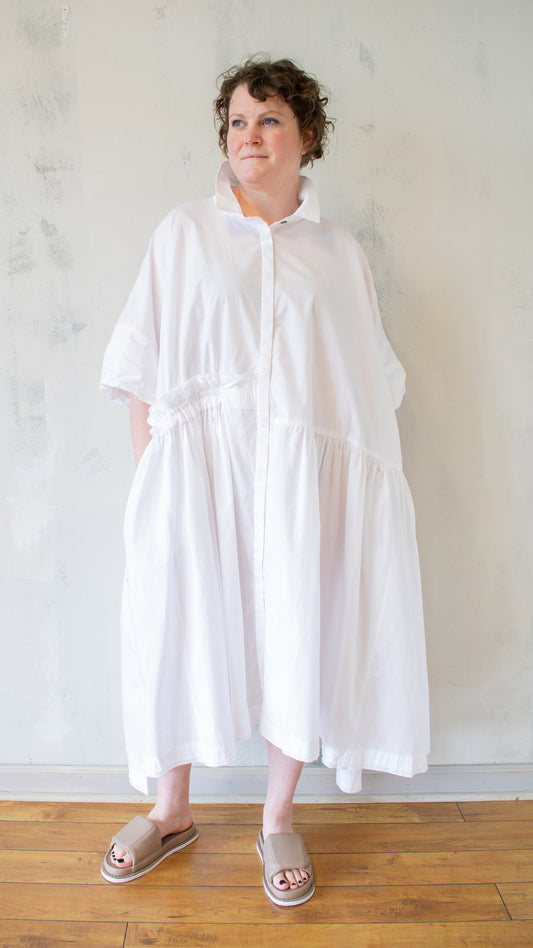 Puff Sleeve Dress in White