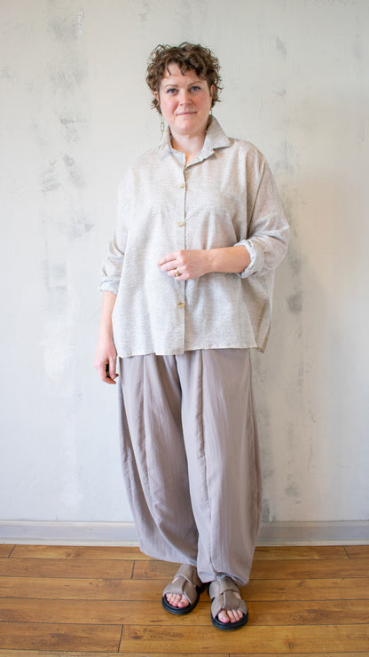 Nati Seersucker Shirt in Oat