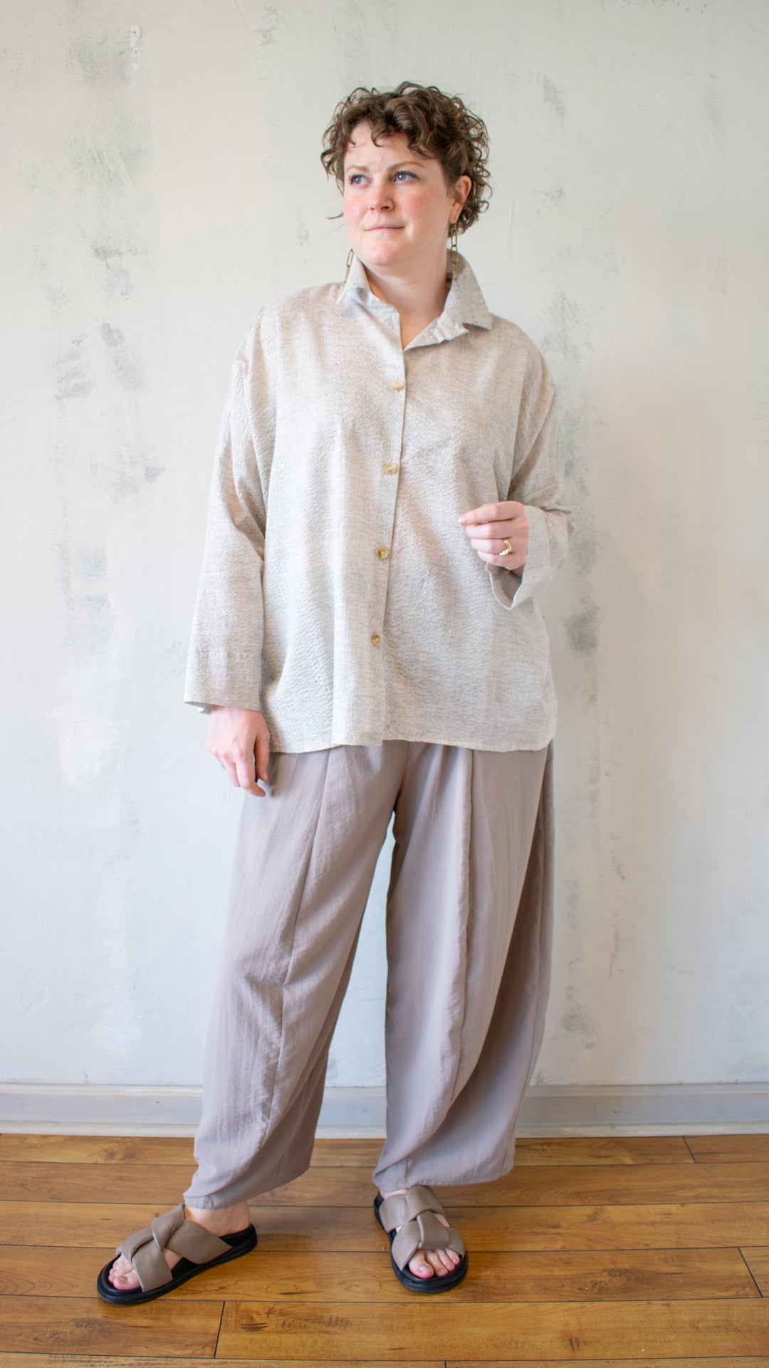 Nati Seersucker Shirt in Oat