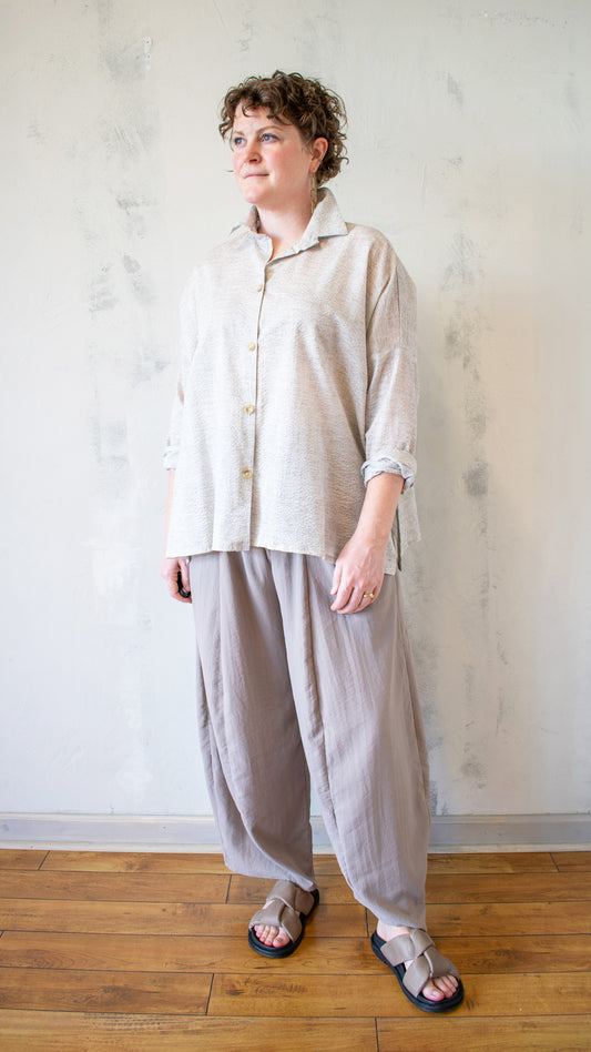 Nati Seersucker Shirt in Oat