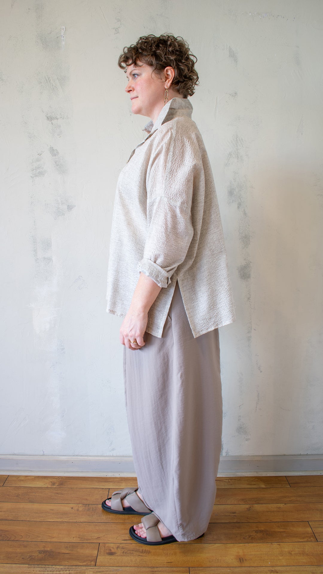Nati Seersucker Shirt in Oat