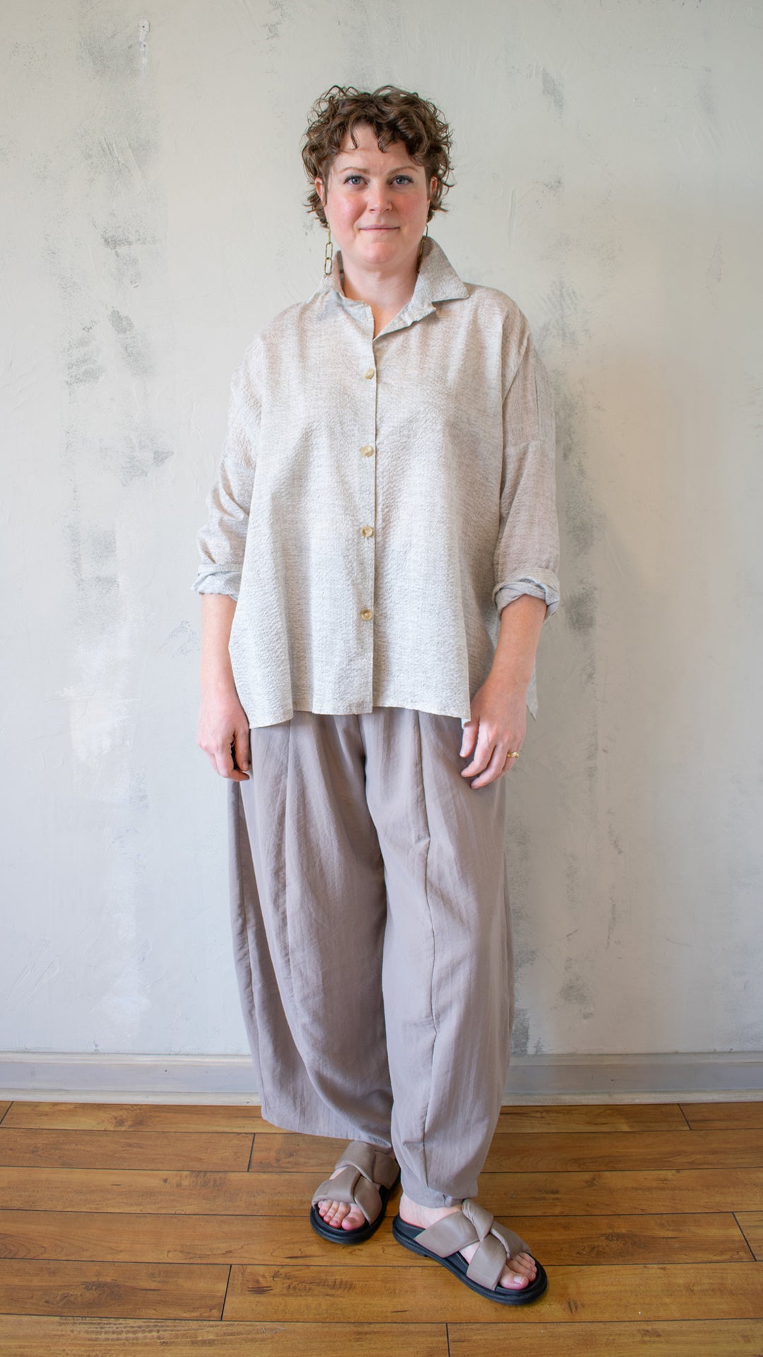 Nati Seersucker Shirt in Oat