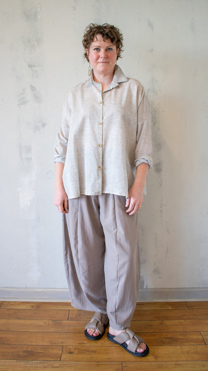 Nati Seersucker Shirt in Oat