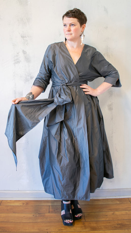 Irulan Coat Dress in Silver