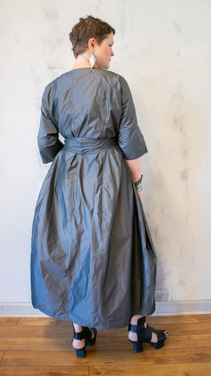 Irulan Coat Dress in Silver